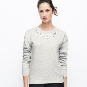 Ann Taylor Jeweled Embellished Necklace Sweater